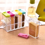 Spice Jar Seasoning Box 6Pcs/Set Kitchen Spice Storage Bottle Jars Transparent PP Salt Pepper Cumin 