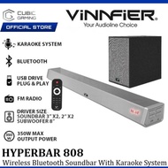 VINNFIER HYPERBAR 808 BTRW WIRELESS BLUETOOTH SOUNDBAR WITH SUBWOOFER & KARAOKE SYSTEM/ 3D AUDIO/ AU