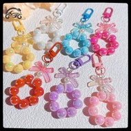 [8C11] Plastic Fashion Beaded Bow Keychain Exquisite Candy Color Pearl Keyring Creative Shiny Bows B
