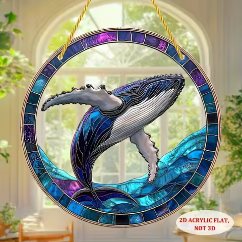 2D Flat, 2D Acrylic Whale Suncatcher, 1 x 1, Spring Decoration, Suitable Room, Porch, Living Room, G