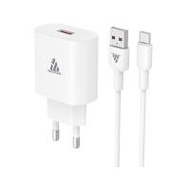 คิงคอง อะแดปเตอร์ Usb-a 18w Qc3.0 + Type-c Cable undefined Qa18 White