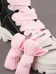 1對女士120cm寬粉色聚酯纖維鞋帶，適用於女孩夏季經典休閒運動鞋