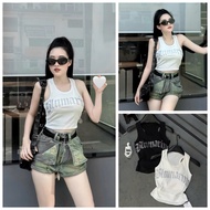 UMEE STORE AP1032 3-hole rhinestone t-shirt with foam padding