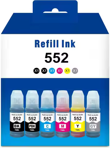 552 Refill Ink Bottle Replacement for 552 Ink Bottles for ET-8500 ET-8550 Printers (1BK, 1PBK, 1C, 1