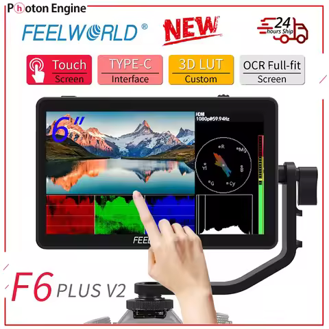 FEELWORLD F6 PLUS V2 6 Inch Camera DSLR Field Monitor 3D LUT Touch Screen IPS FHD 1920x1080 Video Fo
