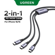 UGREEN 140W 2-in-1 USB C to USB C Cable 1.5M/2M Compatible with iPad Pro 2024 iPhone 16 Pro Max S25 