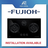FUJIOH FH-GS6530 SVGL 3 BURNER BLACK GLASS GAS HOB WITH SAFETY DEVICE