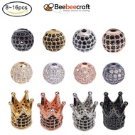 BeeBeecraft 1 Box Rack Plating Brass Cubic Zirconia Beads Long-Lasting Plated Round for Making Jewelry Crafts