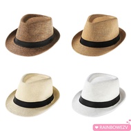 RAINBOWEZV Straw Panama Cap Wide Brim Unisex Gangster Cap Jazz Dress Hat