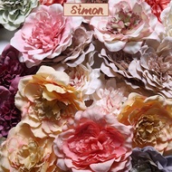 SIMONMY 5PCS Peony Flower Heads, Silk Flower Pink Purple Red Grey Artificial Flower, Flower Heads De