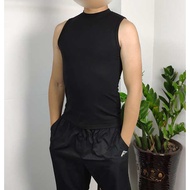 baju singlet lelaki singlet slim fit men Rompi kerah separuh tinggi kapas murni, rompi sukan ketat l