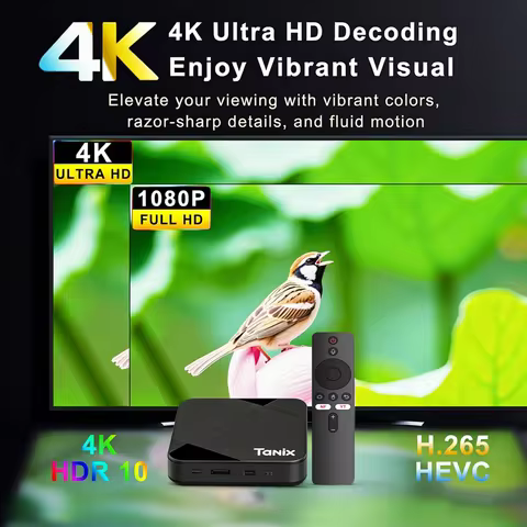 TX5 Android14 TV Box Amlogic S905Y5 Quad Core 16/32/64GB AV1 BT5 2.4G&5G Wifi 4K HD Set Top Box Home
