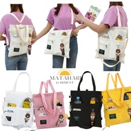 Multipurpose Women Canva Laptop Tote Bag Backpack Sling Bag Large Capacity Beg Sekolah Anak