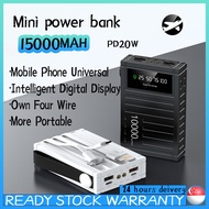 SG[In Stock]   Fast Charging PowerBank Built-in 4 Cables Portable 15000mAh PowerBank PD20W More Portable Carry-On