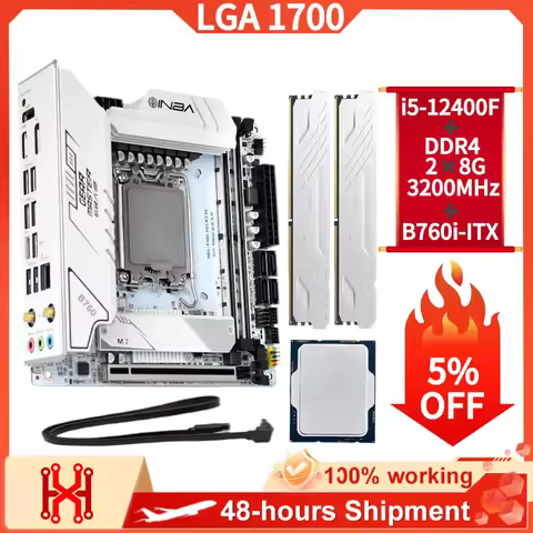 100% New B760i ITX MINI Motherboard for LGA 1700 Support Core I5 12400F DDR4 2*8GB 3200Mhz CPU Memor