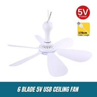 6 Blade 5V USB Ceiling Ceiling Fan Mini Fans Mini Fans Air Conditioner Cooler Kipas Syiling 吊扇