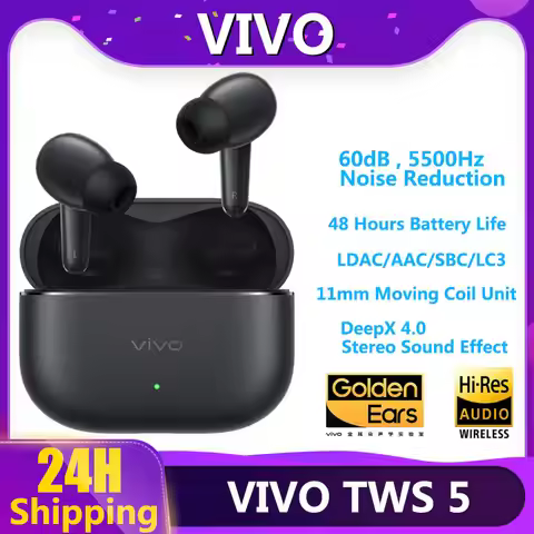 Original VIVO TWS 5 Wireless Bluetooth Earphone DeepX 4.0 Sound effects 60dB deep sea noise reductio