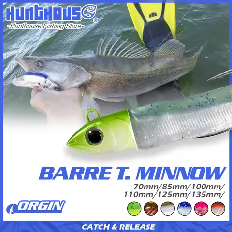 Hunthouse Fishing Barre T. Min Minnow Jig Head 7/12/25/40/60/90/120g Soft Fishing Lure Silicon Bait 