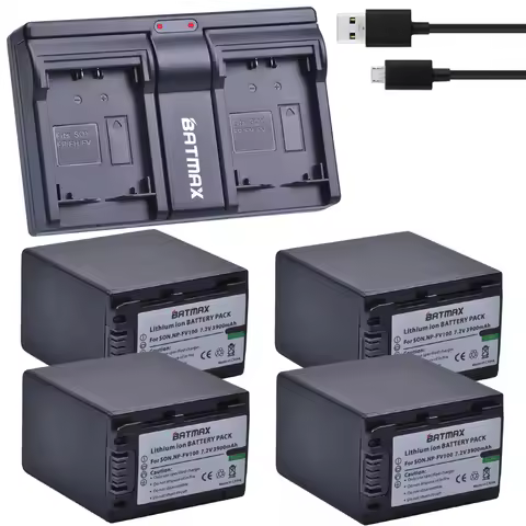 Batmax 3900mAh NP-FV100 NP FV100 NPFV100 Battery+Dual Charger for Sony DCR-SR15 SX15 FDR-AX100 HDR-C