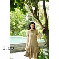 Dark Beige Loose Dress short sleeve SIXDO (Dark Beige Loose Dress With Flower)