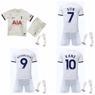 2023-24ฤดู Tottenham Hotspur ชุดเสื้อแข่งฟุตบอลบ้าน Kane Son Heung-Min Richarlison ชุดเครื่องกีฬาพร้อมถุงเท้า