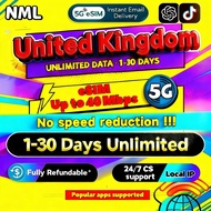 🇬🇧NML United Kingdom eSIM 5G 3-30 Days Daily1GB-Total20GB High-Speed Unlimited Data UK | Best Value 