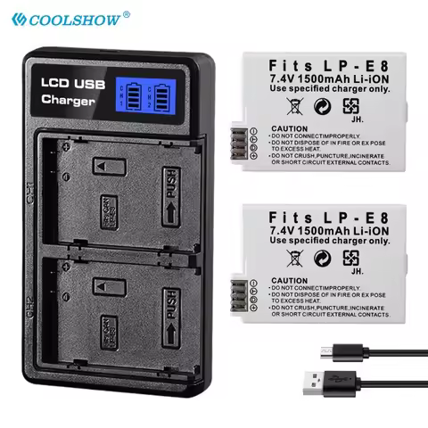 LP E8 Battery For Canon EOS Rebel T2i T4i T5i T3i X5 X6i X7i 550D 600D 650D LP-E8 1500mAh Camera Rec