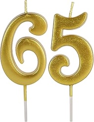 65th & 56th Number Birthday Candles for Cake Topper, Number 65 56 Glitter Premium Candle Party Anniv