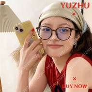 (YUZHU)Fashion Small Circle Frame Glasses Blue Light Blocking Glasses for Women Ultralight Anti Radi