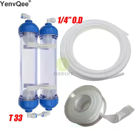 WATER FILTER 2PCS T33 cartridge housing DIY T33 Shell Filter Bottle 4pcs fittings Water Purifier for