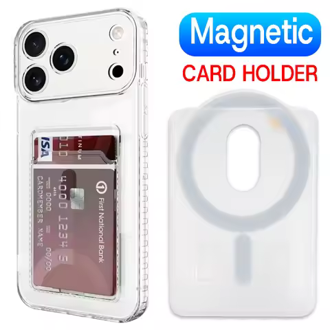 Magnetic Card Transparent Case for Magsafe Card Holder Wallet Case Clear PC Stand Holder for IPhone 