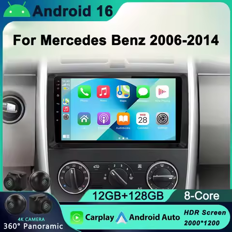 8G+128G Android 16 Car Radio Multimedia Player For Mercedes/Benz/W169 W245 W639 W906 Sprinter B160 B