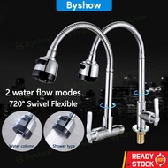 【Byshow】SUS304 pull out faucet 360°rotating Kitchen Basin Sink Faucet water tap pipe extender Premium Single Handle Tap Basin Faucet