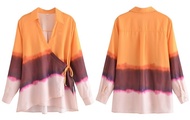 S♥7D Ab768773 Baju Atasan Blouse Kimono Panjang Wanita Korea Orange