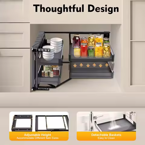 Kitchen Corner Cabinet Pull Out, Blind Corner Cabinet Pull out for 14 Inch Organizer, Corner Pull ou