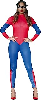 FIESTAS GUIRCA Spider Girl Carnival Costume Women - Red Blue Superhero Suit and Mask - Fancy Dress C