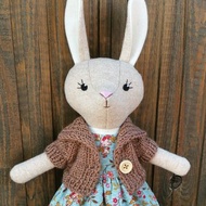 米色兔女郎手工毛絨公仔羊毛毛絨兔子玩具
