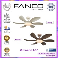 🛠️EXPRESS INSTALLATION AVAILABLE🛠️ Fanco Girasol [46 Inch] 3/6 Blade DC Ceiling Fan with 36W Very Bright LED Light and Remote