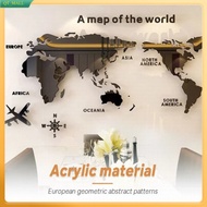 【Ready Stock】World Map Wall Sticker Acrylic 3D Solid Crystal World Map Wall Decoration Office Sticke