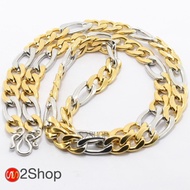 s2shop สร้อยคอสแตนเลสแท้ สร้อยคอพระ ลายโซ่ฝรั่ง ห้อยพระได้ 1 องค์ ความกว้าง 10 มม.ความยาว 16 18 20 2