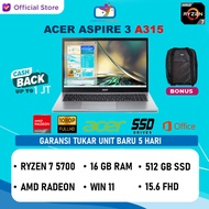 Laptop Acer Aspire 3 Slim A135 Ryzen 7 5700 16GB 512GB 15.6''FHD