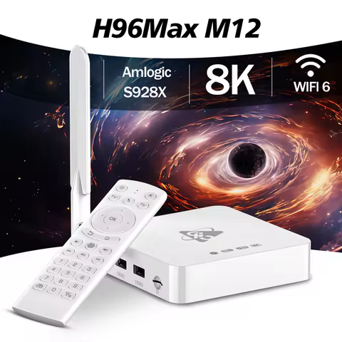 H96 MAX M12 AI TV Box Android DDR4 32GB 64GB 128GB ROM Amlogic S928X Support 8K USB3.0 Dual WIFI 100