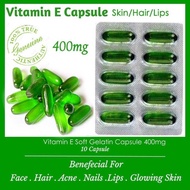 Evion Vitamin E Oil Hair Treatment Capsules (1 strip/10 Capsules) | External Use Only