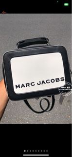 真品 marc jacobs 小款 箱子包 The Mini Box Bag 平紋黑白拼色