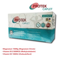 PROTEK Caplet, Magnesium, Vitamin B12, Vitamin D3 (60 Caplets/ per box)