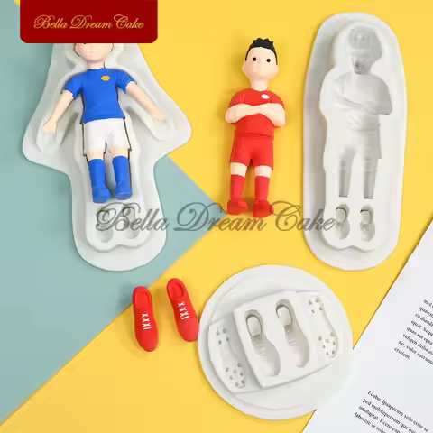 3D Football Sport Player/Sneakers Design Fondant Silicone Mold Chocolate Mould DIY Clay Model Cake D