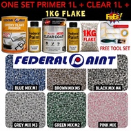FULL SET FEDERAL Epoxy Colour Flake Coating 2K SERIES Floor Tile Leaking Waterproof ( 1L PRIMER/1L 2