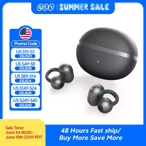 QCY Crossky C50 Open Ear Wireless Earbuds Bluetooth 6.0 Comfort Clip On Sports Earphone 4 Mic AI Cle