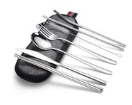 韓式便捷餐具（銀色7件套/深色袋）