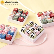 DONOVAN 9-Key Keyboard Pendant, 9-Key Cartoon Animals Keycap Fidget Keychain, Keyboard Button Clicke